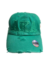 Load image into Gallery viewer, AKA Green on Green Distressed Adjustable Cap
