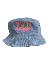 Load image into Gallery viewer, AKA Denim &quot;Drippin&quot; 1908 Bucket Cap
